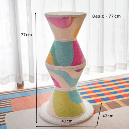 Color-Block Hourglass Cat Scratching Tower