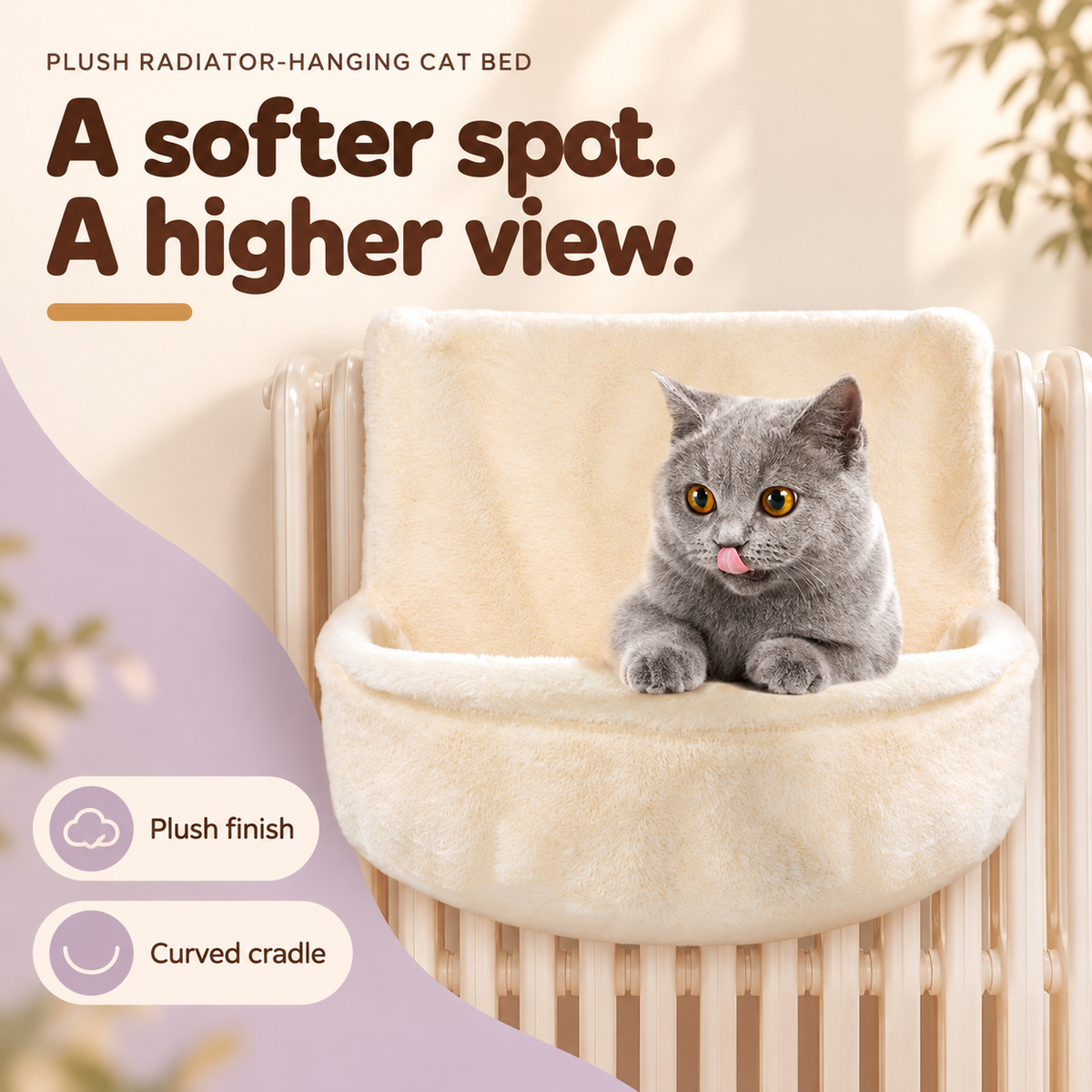 Plush Radiator-Hanging Cat Bed