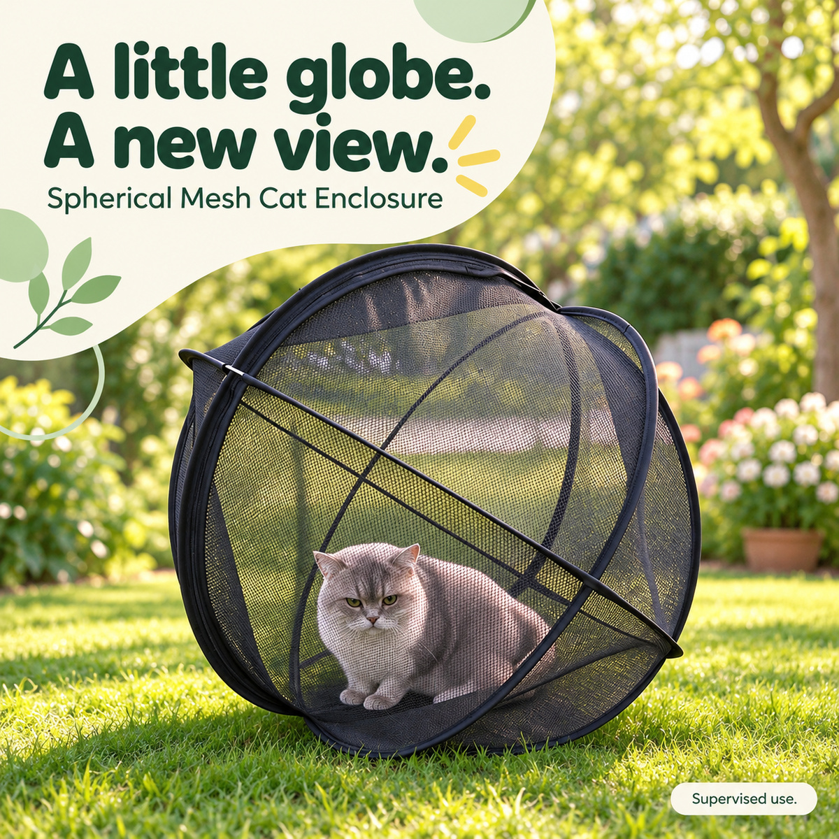 Spherical Mesh Cat Enclosure with Zipper