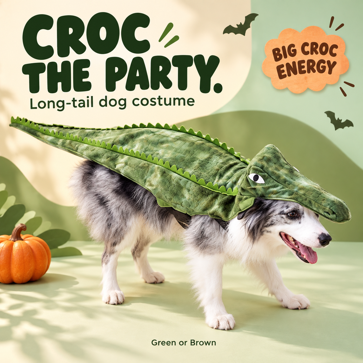 Crocodile Dog Costume with Long Tail