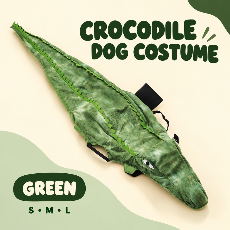 Crocodile Dog Costume with Long Tail