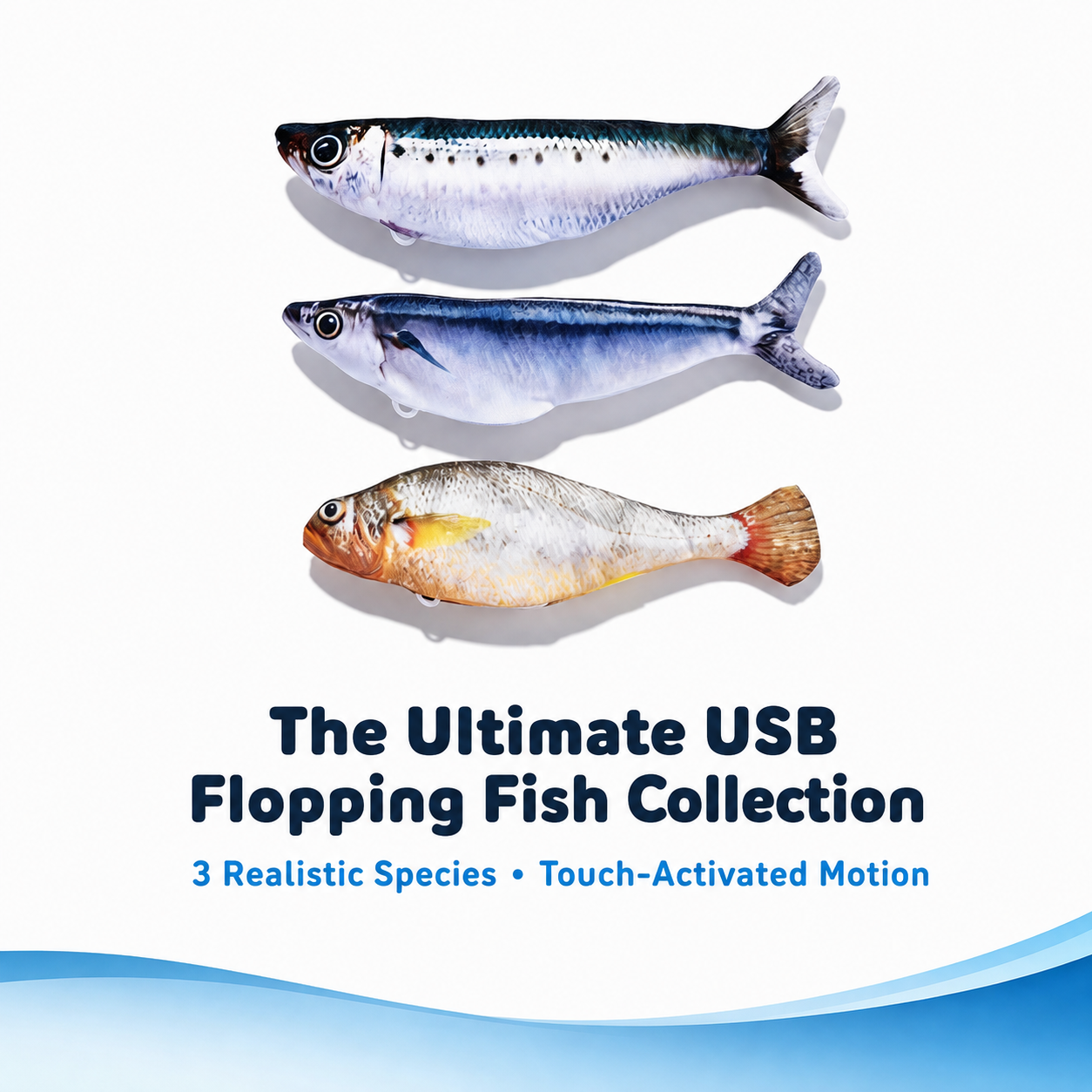 JumpFish™ Trio | USB Flopping Fish Cat Toys