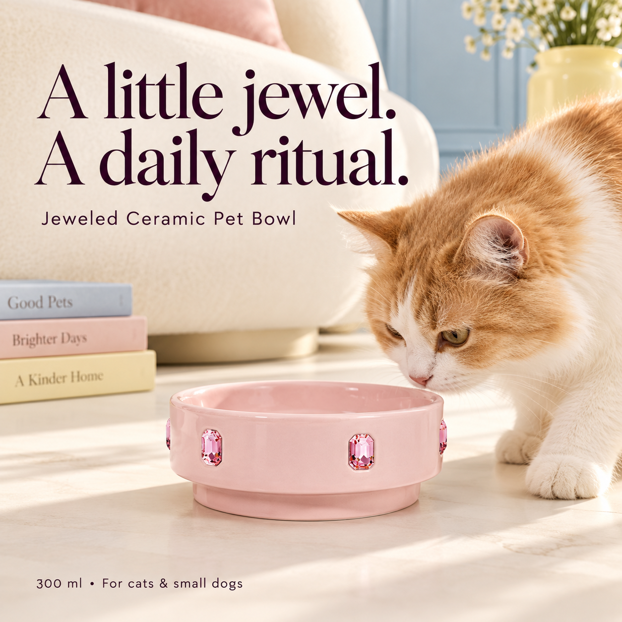 MarsMail Jeweled Ceramic Pet Bowl 