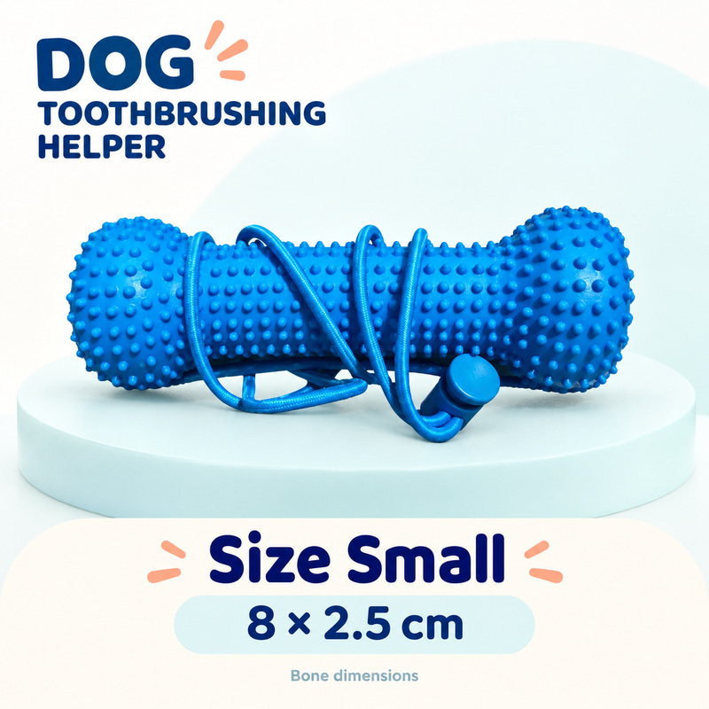 Dog Toothbrushing Helper - Textured Bone with Rope Handle