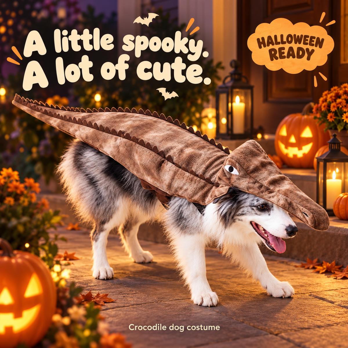 Crocodile Dog Costume with Long Tail