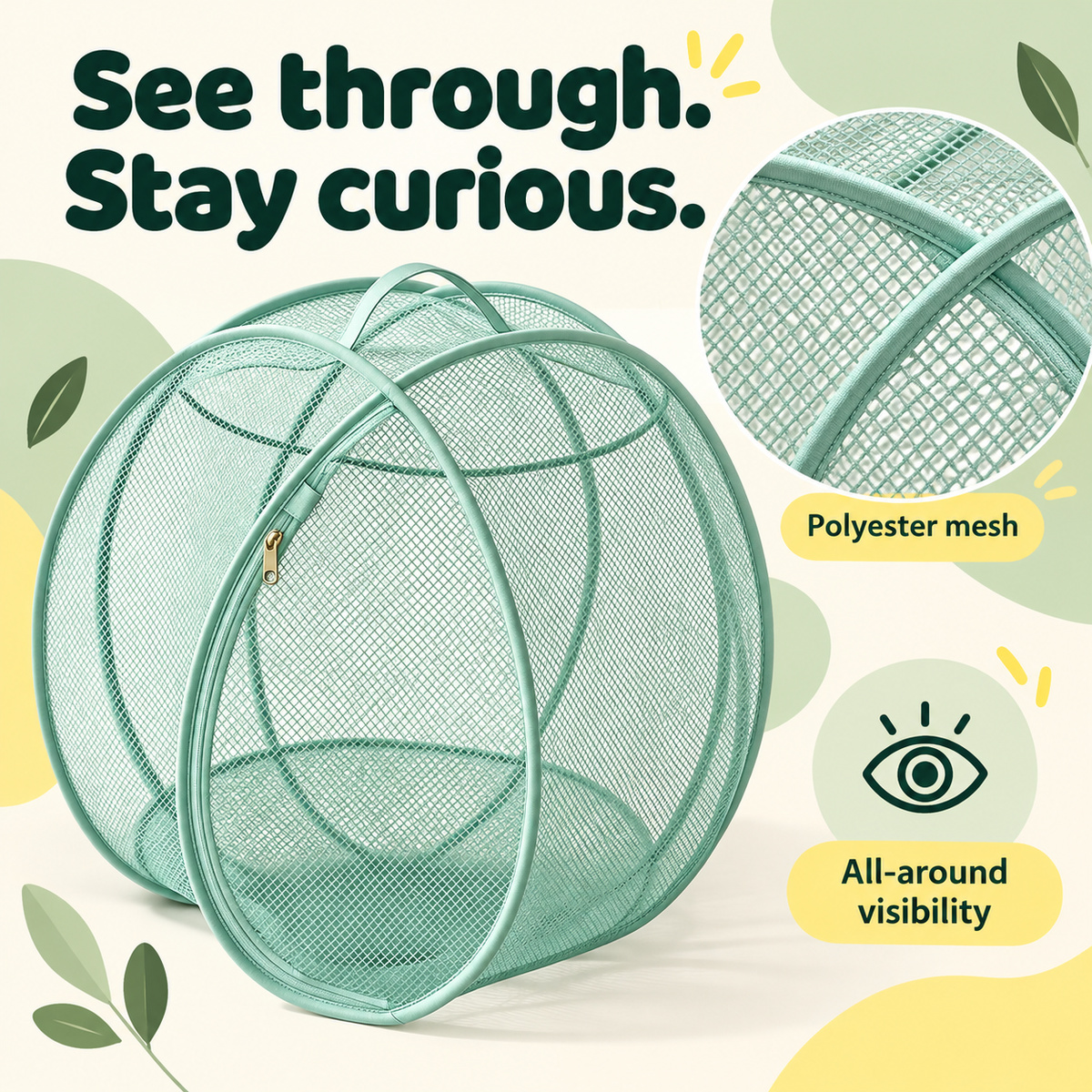 Spherical Mesh Cat Enclosure with Zipper