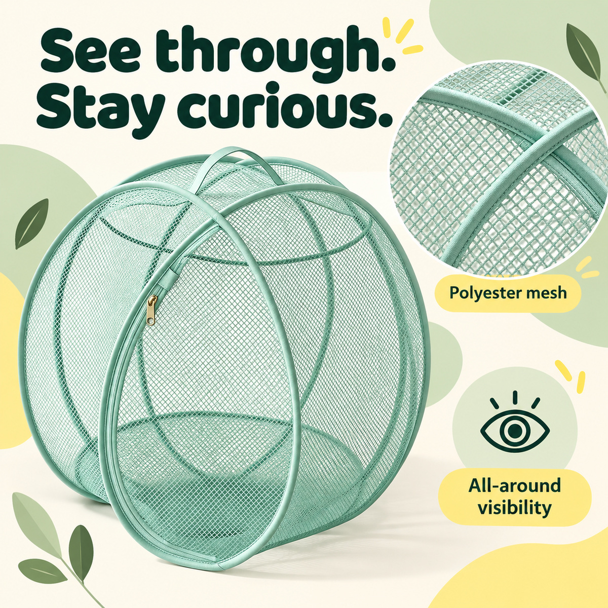 Spherical Mesh Cat Enclosure with Zipper