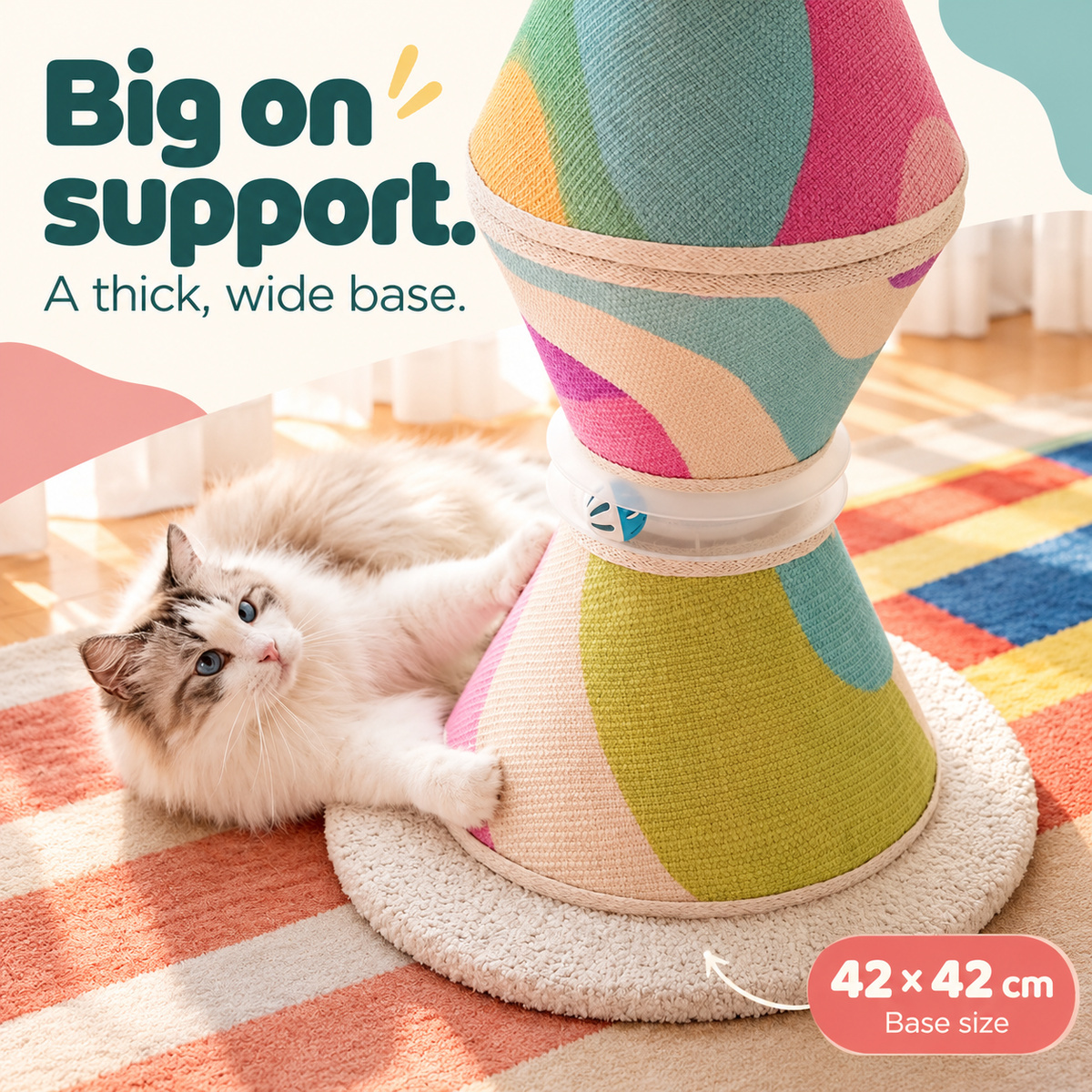 Color-Block Hourglass Cat Scratching Tower