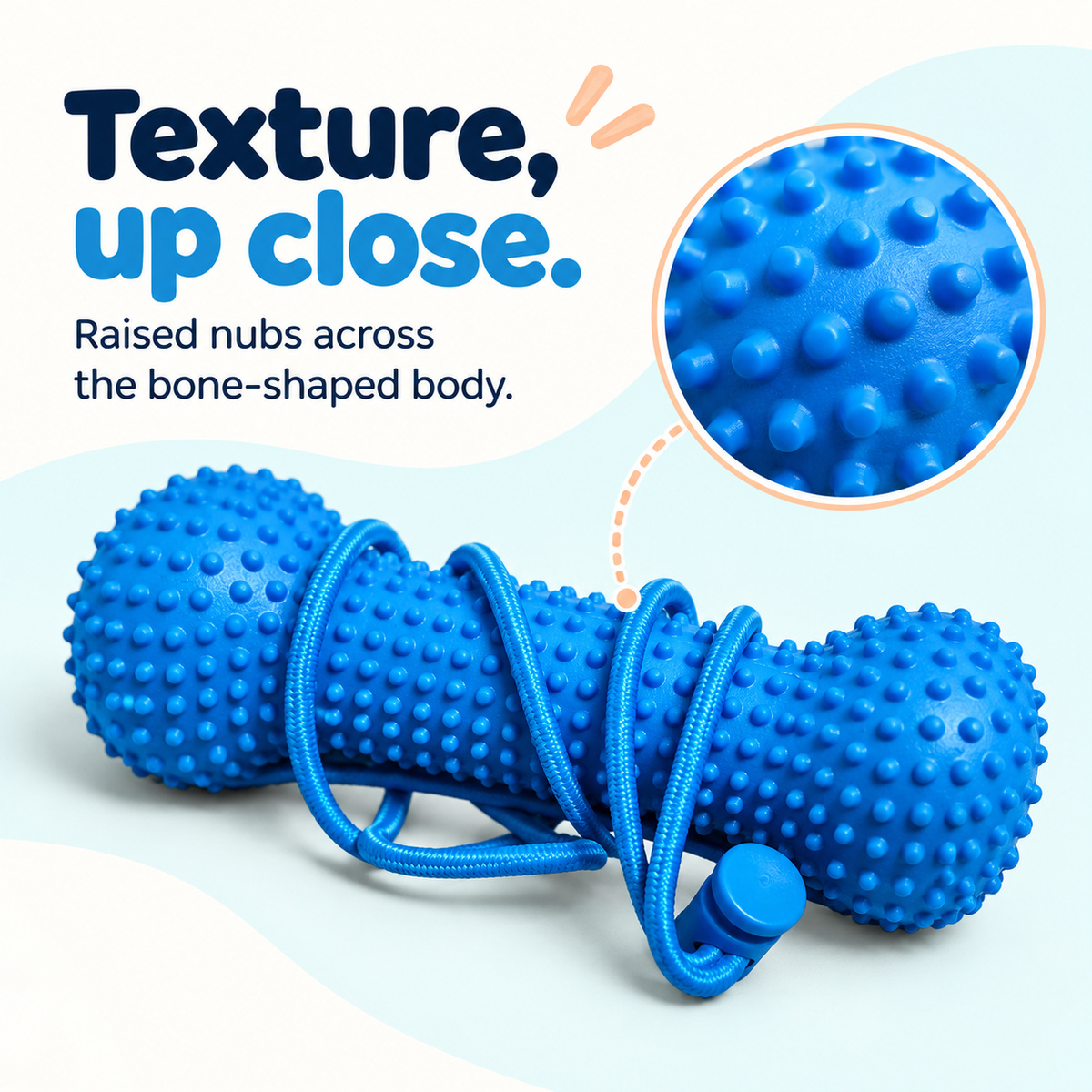 Dog Toothbrushing Helper - Textured Bone with Rope Handle