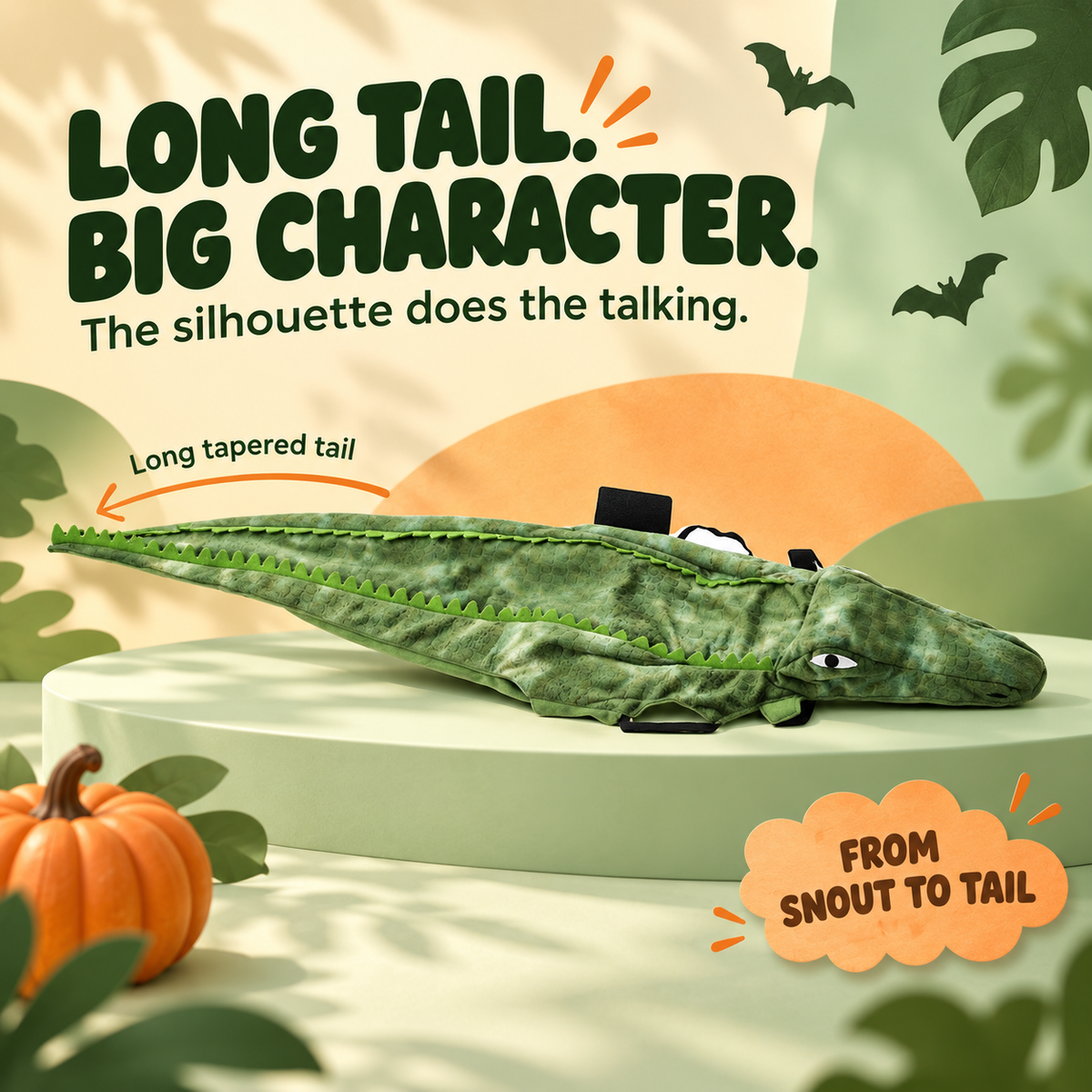 Crocodile Dog Costume with Long Tail