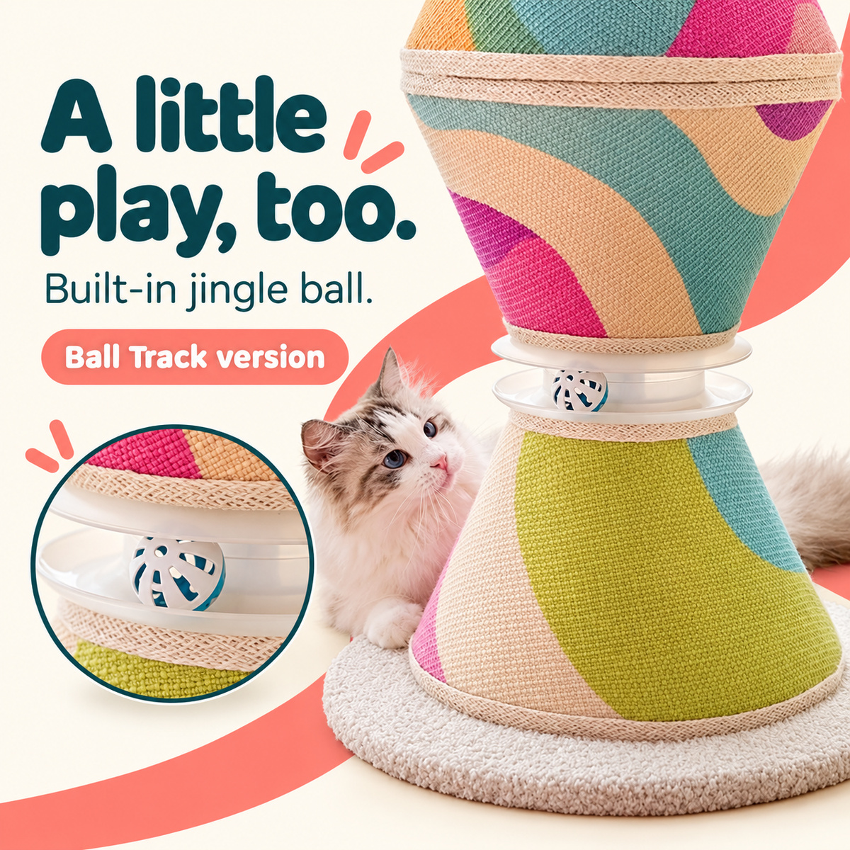 Color-Block Hourglass Cat Scratching Tower