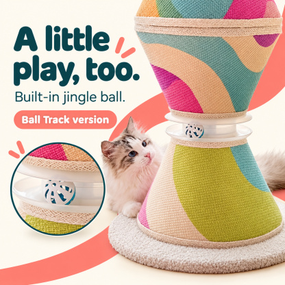 Color-Block Hourglass Cat Scratching Tower