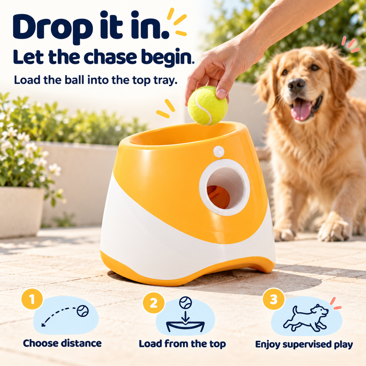Automatic Dog Ball Launcher with 3 Distance Settings