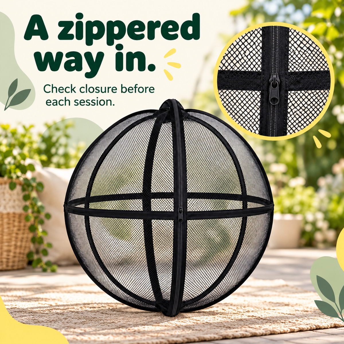 Spherical Mesh Cat Enclosure with Zipper