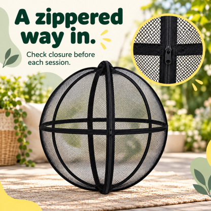 Spherical Mesh Cat Enclosure with Zipper