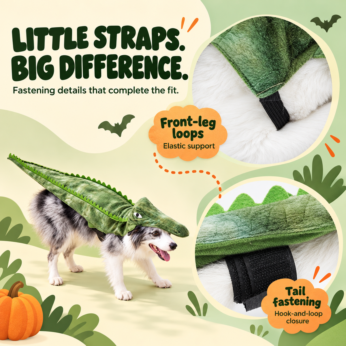 Crocodile Dog Costume with Long Tail