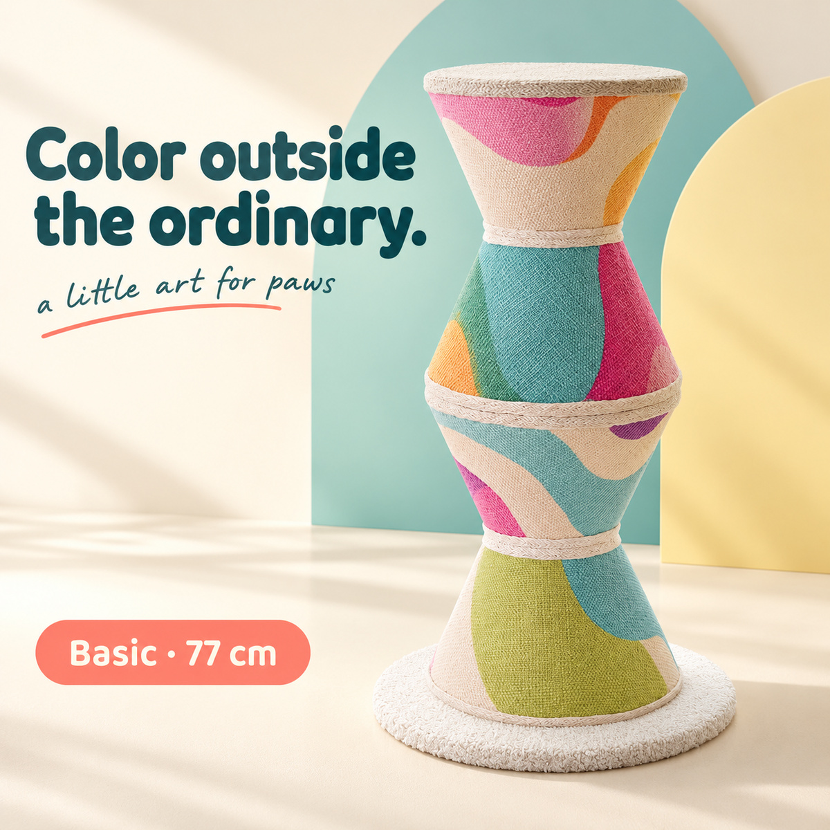 Color-Block Hourglass Cat Scratching Tower