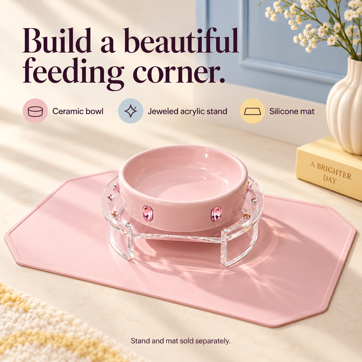 MarsMail Jeweled Ceramic Pet Bowl 