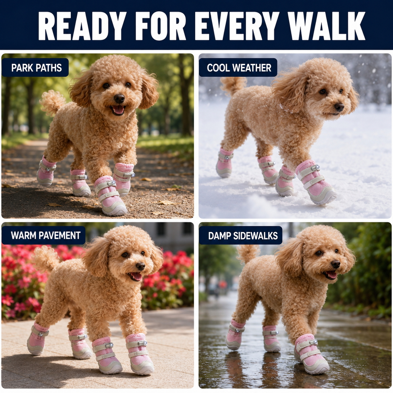 GlowPaw LED Night-Safety Dog Shoes | Breathable Light-Up Anti-Slip Boots (4-Pack)
