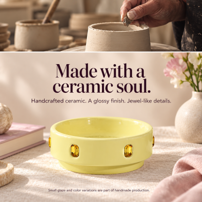 MarsMail Jeweled Ceramic Pet Bowl 