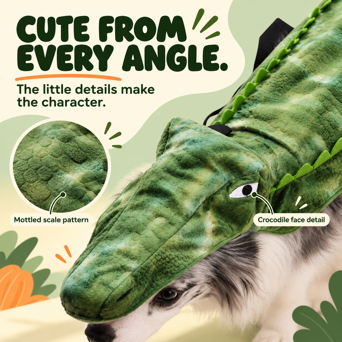 Crocodile Dog Costume with Long Tail