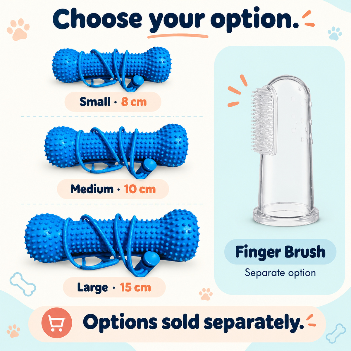 Dog Toothbrushing Helper - Textured Bone with Rope Handle