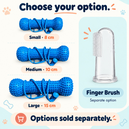 Dog Toothbrushing Helper - Textured Bone with Rope Handle