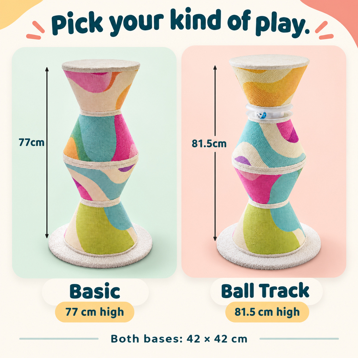 Color-Block Hourglass Cat Scratching Tower