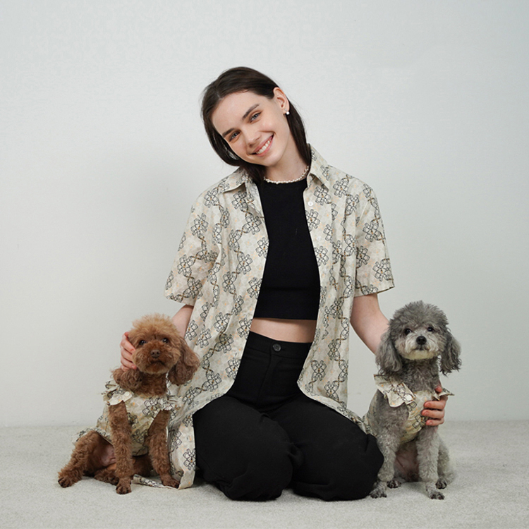 Short-Sleeve Shirt Dress — Cat & Dog Matching Outfit Series-Petboxok