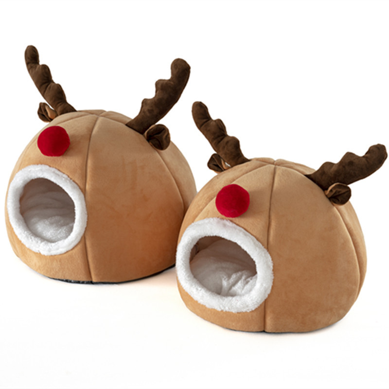 Winter Warm Pet Tent with Christmas Reindeer Design-Petboxok