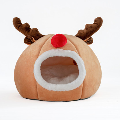Winter Warm Pet Tent with Christmas Reindeer Design-Petboxok