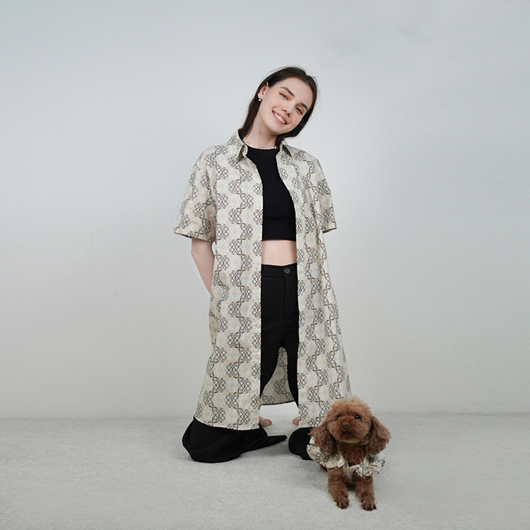 Short-Sleeve Shirt Dress — Cat & Dog Matching Outfit Series-Petboxok