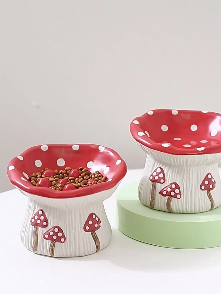 Mushroom Pet Bowl - Elevated Cat/Dog Dish