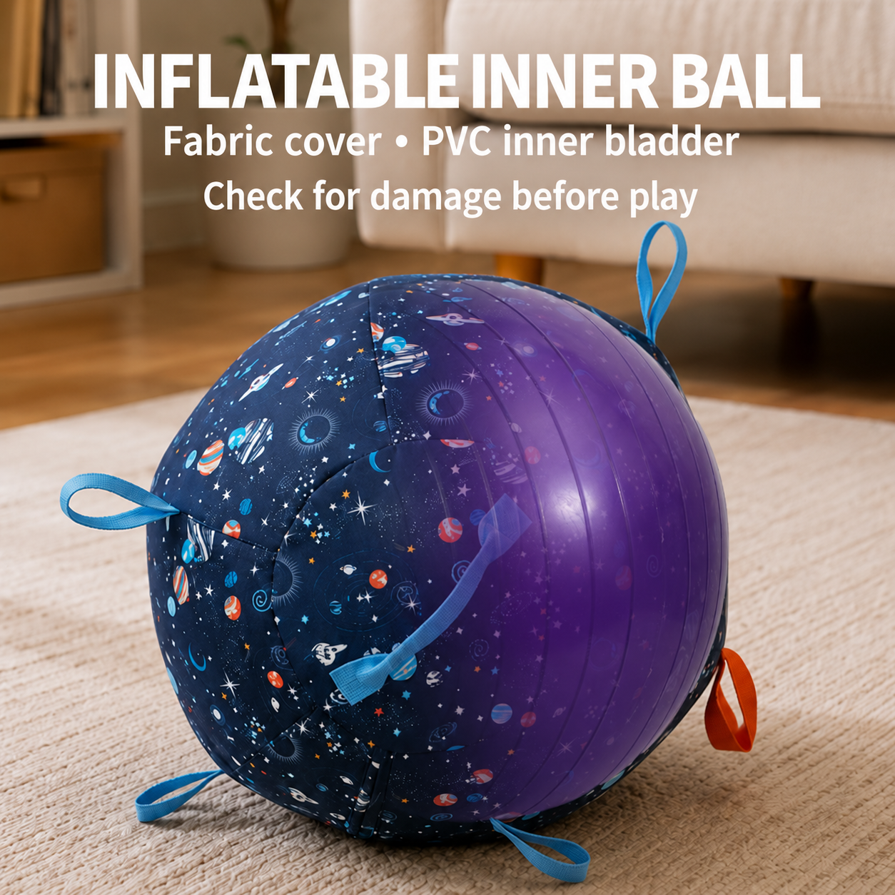 Interactive Inflatable Dog Play Ball with Grab Loops - Outdoor Push and Chase Toy