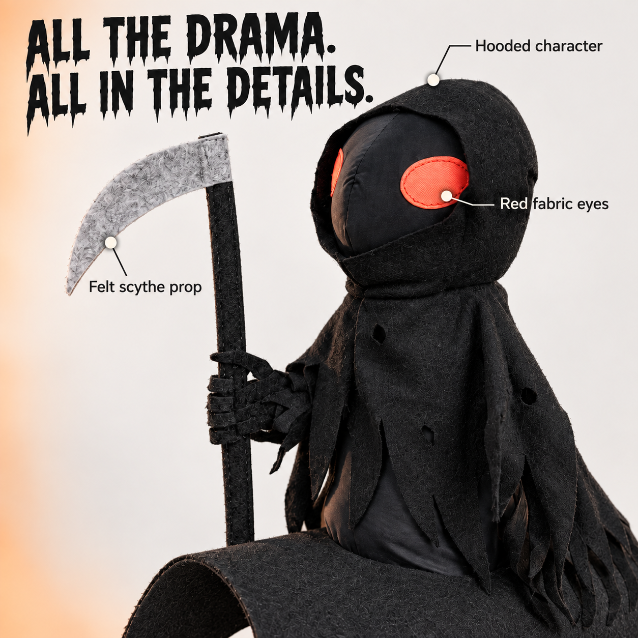Dark Harvest Reaper Rider Dog Costume | 3D Grim Reaper Halloween Outfit with Scythe