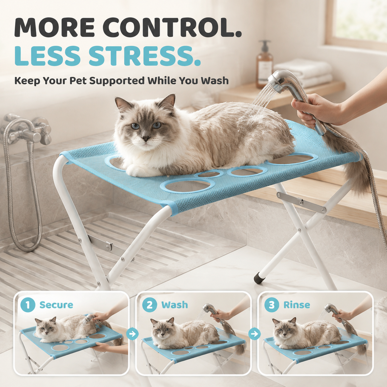 The BathBuddy Pro | 3-in-1 Hands-Free Pet Bathing & Grooming Stand