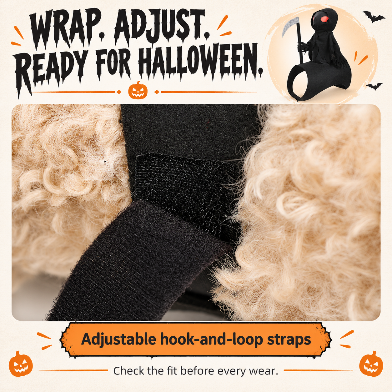Dark Harvest Reaper Rider Dog Costume | 3D Grim Reaper Halloween Outfit with Scythe