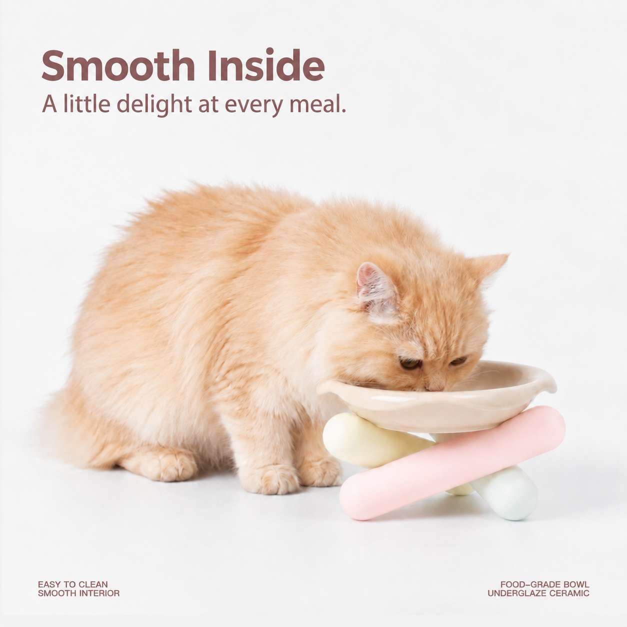 Kitten & Cat Cloud Elevated Ceramic Cat Bowl Set