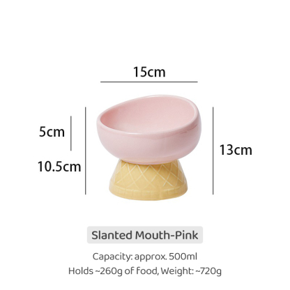 Colorful Ice Cream—Shaped Ceramic Cat Bowl-Petboxok