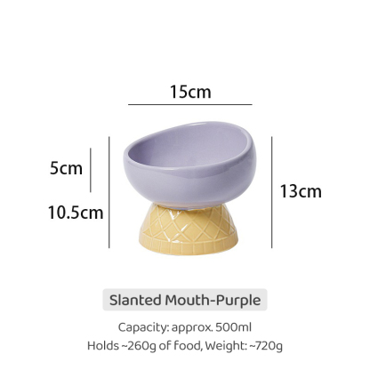 Colorful Ice Cream—Shaped Ceramic Cat Bowl-Petboxok