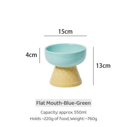 Colorful Ice Cream—Shaped Ceramic Cat Bowl-Petboxok