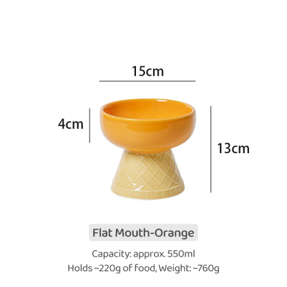 Colorful Ice Cream—Shaped Ceramic Cat Bowl-Petboxok