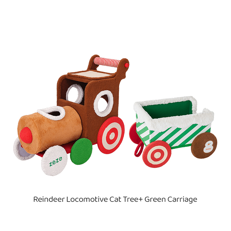 Christmas Reindeer Train Cat Tree