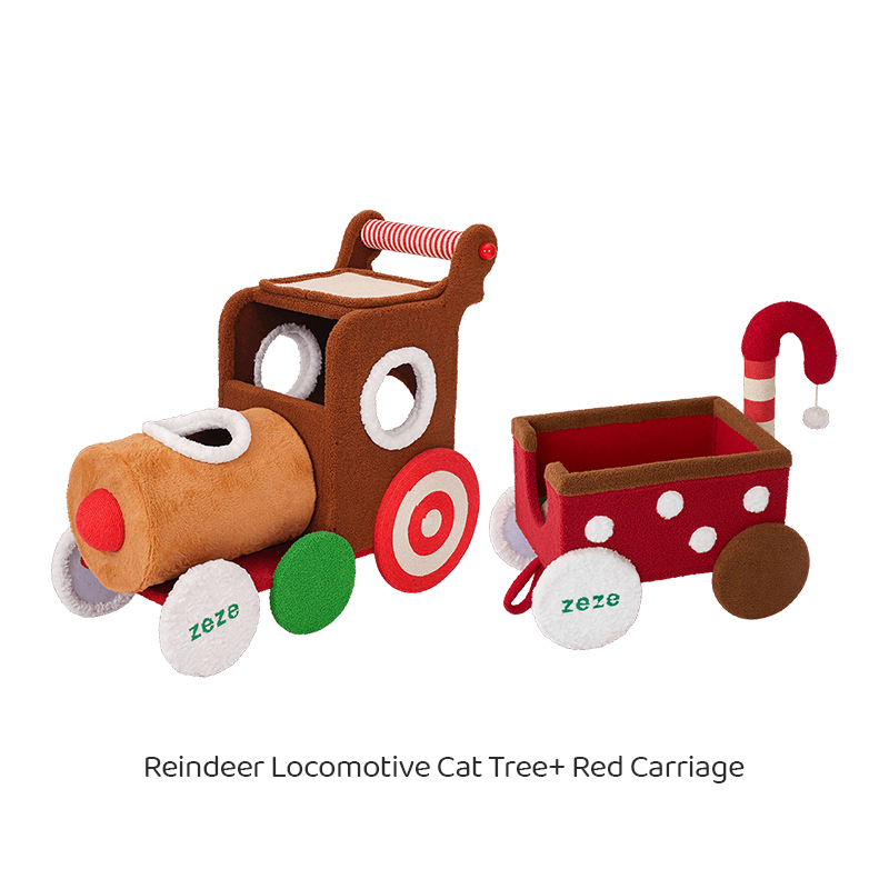 Christmas Reindeer Train Cat Tree