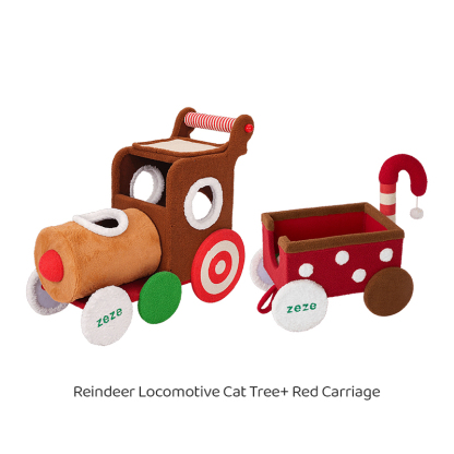 Christmas Reindeer Train Cat Tree