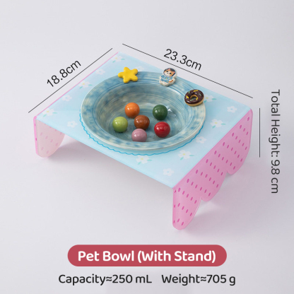 Ceramic Elevated Cat Bowl with Stand
