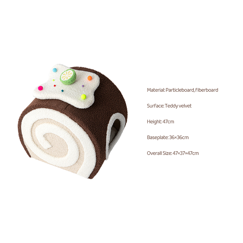 Cat Tree with Swiss Roll Bed & Milk Tea Barrel-Petboxok