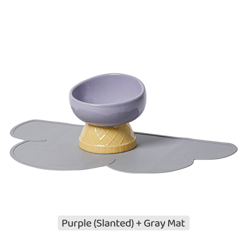 Colorful Ice Cream—Shaped Ceramic Cat Bowl-Petboxok