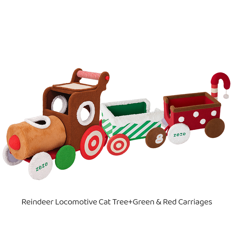 Christmas Reindeer Train Cat Tree