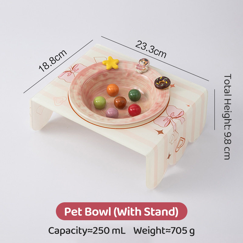 Ceramic Elevated Cat Bowl with Stand